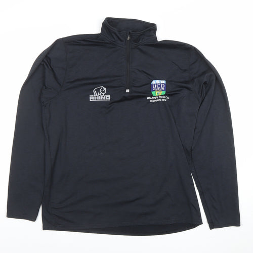 Rhino Men’s Black Rugby 1/4 Zip Pullover Top M UCD Dublin 2018
