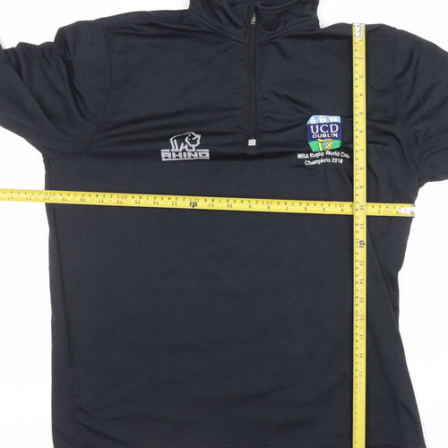 Rhino Men’s Black Rugby 1/4 Zip Pullover Top M UCD Dublin 2018