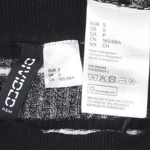 H&M Divided Women’s Black Striped Rib Knit Pullover Jumper Size S