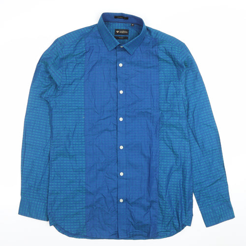 Invictus Men’s Blue Slim Fit Cotton Button-Up Shirt Size 40