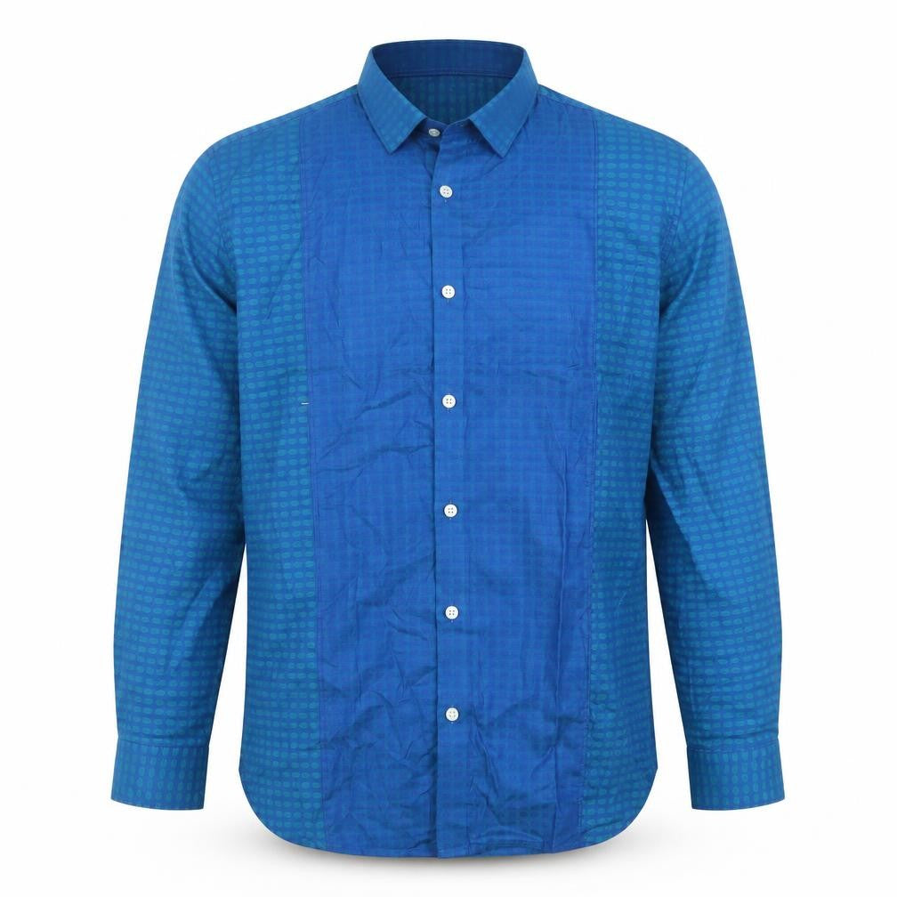 Front view of Invictus Men’s Blue Slim Fit Cotton Button-Up Shirt, size 40