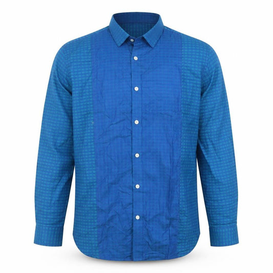 Front view of Invictus Men’s Blue Slim Fit Cotton Button-Up Shirt, size 40