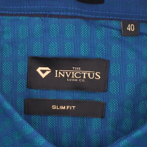 Invictus Men’s Blue Slim Fit Cotton Button-Up Shirt Size 40