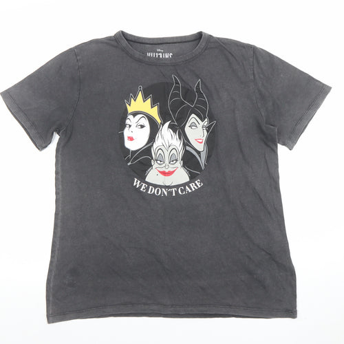 Pull & Bear Disney Villains Black Cotton T-Shirt Women S Casual Graphic