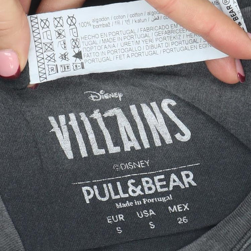 Pull & Bear Disney Villains Black Cotton T-Shirt Women S Casual Graphic