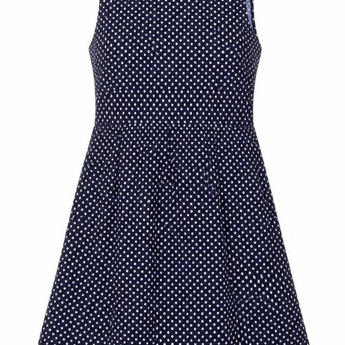 Oasis Womens Blue Polka Dot Sleeveless A-Line Dress L