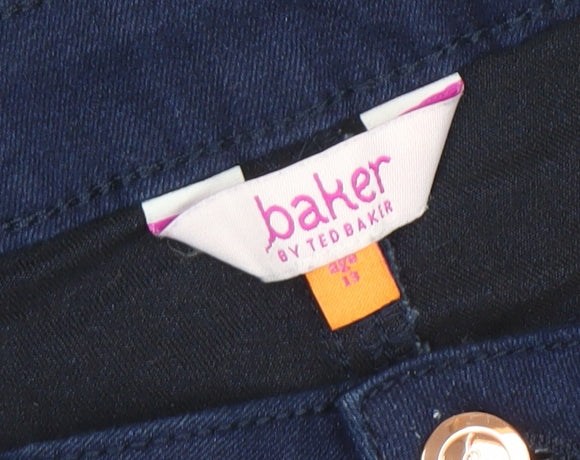 Baker by Ted Baker Girls Blue Skinny Stretch Jeans Age 13 Embroidered Zip Hem