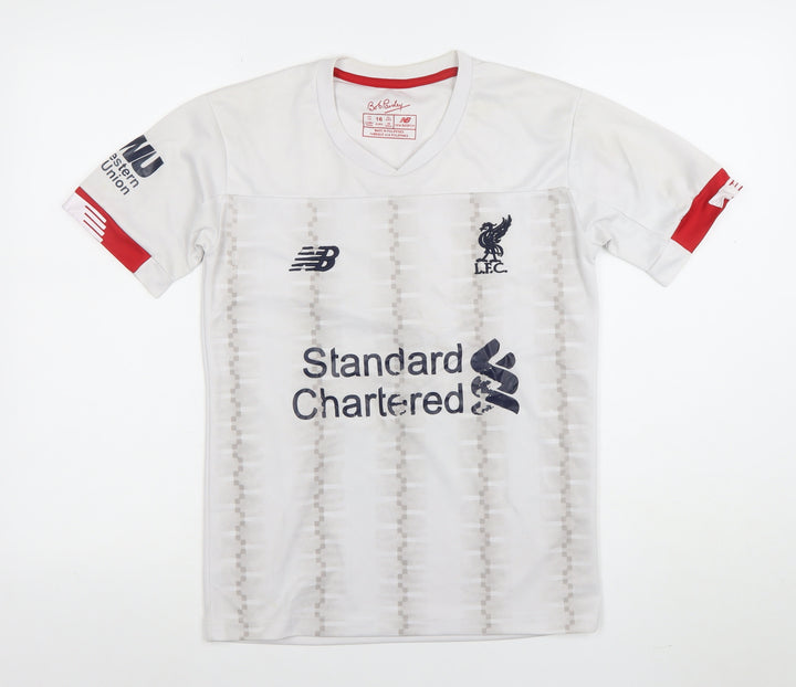 New Balance Boys White Liverpool FC M.Salah 11 Football Jersey Top 16 Years