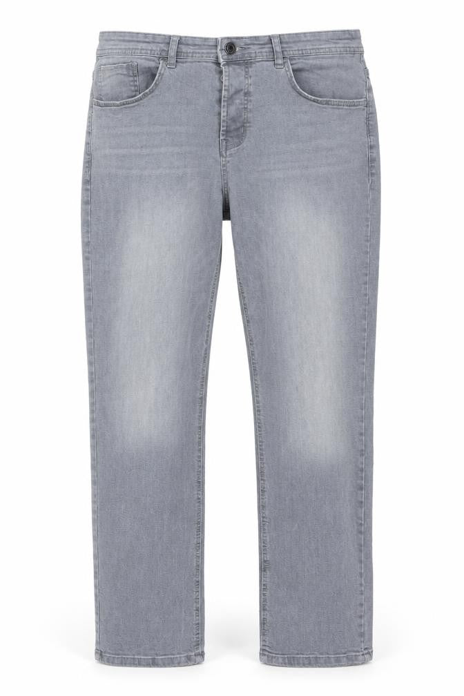 Front view of Denim Co Men's Grey Relaxed Straight Jeans W34 L32