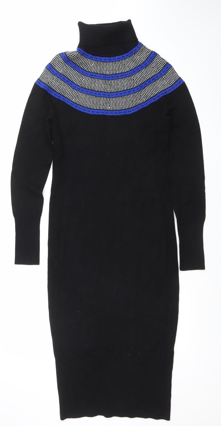 Karen Millen Women’s Black Bodycon Knit Dress Size M Long Sleeve