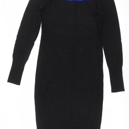 Karen Millen Women’s Black Bodycon Knit Dress Size M Long Sleeve