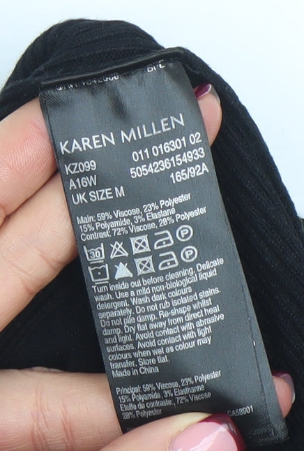 Karen Millen Women’s Black Bodycon Knit Dress Size M Long Sleeve