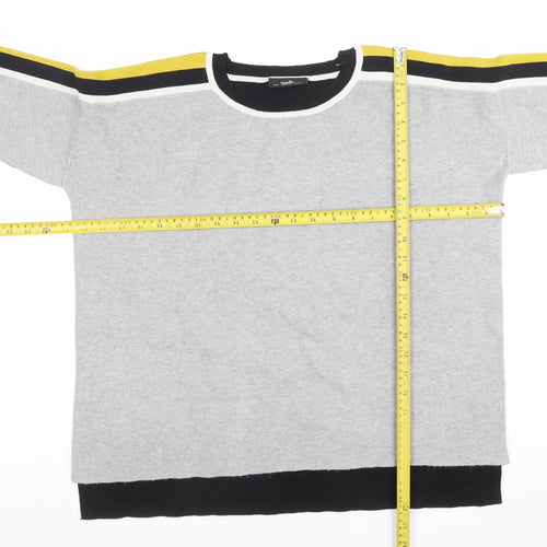 Wallis Women’s Grey Black Yellow Stripe Crew Neck Pullover Jumper M