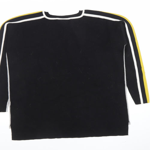 Wallis Women’s Grey Black Yellow Stripe Crew Neck Pullover Jumper M