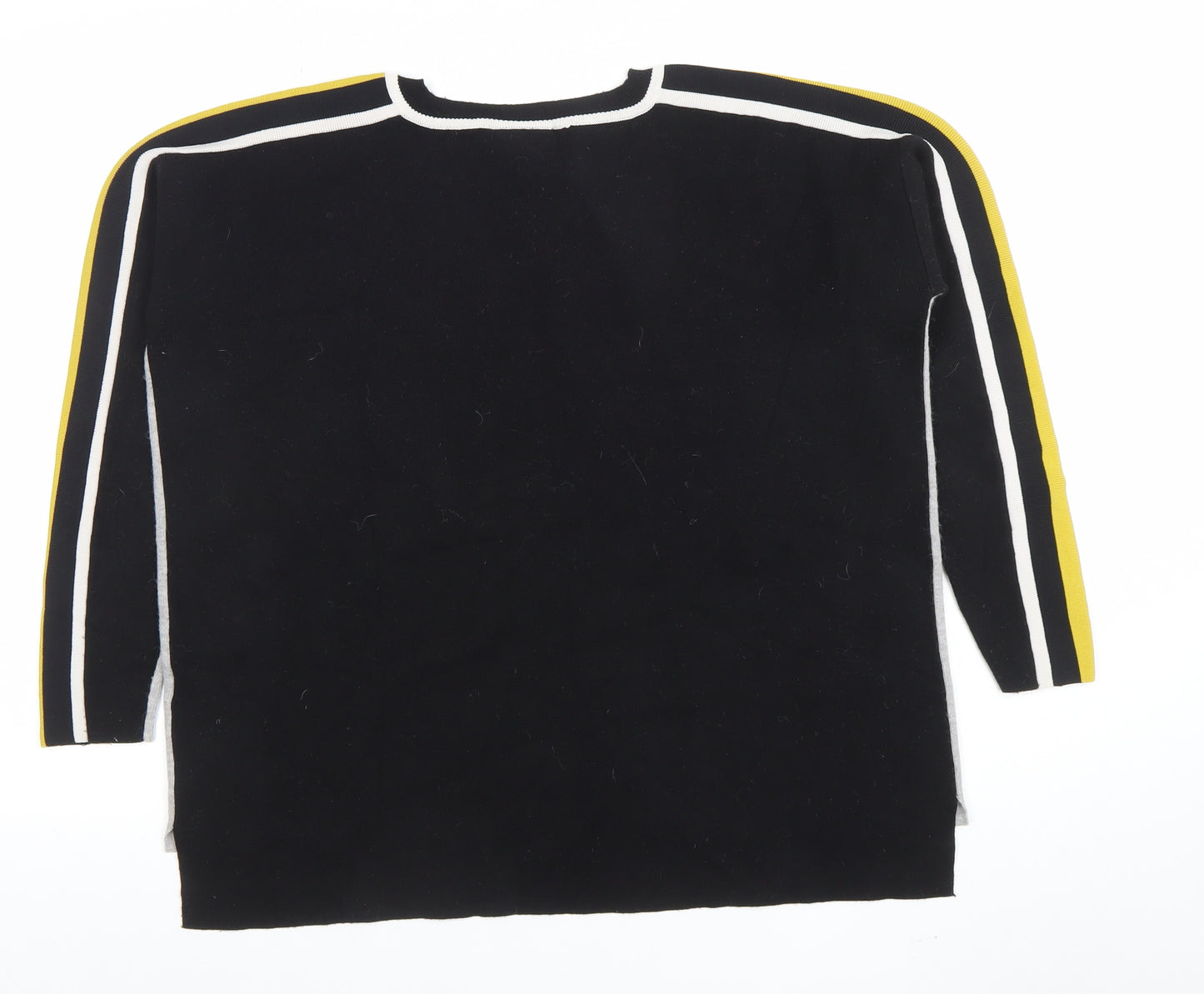 Wallis Women’s Grey Black Yellow Stripe Crew Neck Pullover Jumper M