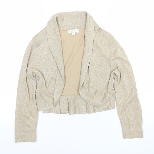Monsoon Womens Beige Glitter Open Cardigan Size M