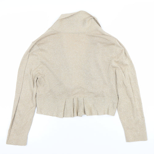 Monsoon Womens Beige Glitter Open Cardigan Size M