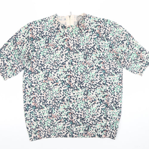 Oasis Women's Multicoloured Short Sleeve Blouse Size S Viscose Blend