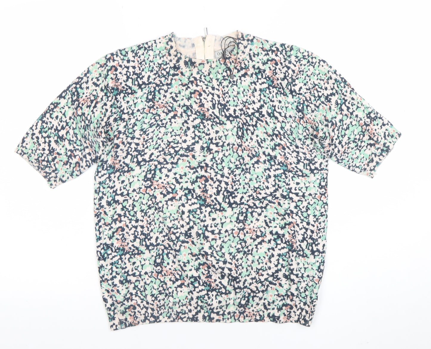Oasis Women's Multicoloured Short Sleeve Blouse Size S Viscose Blend