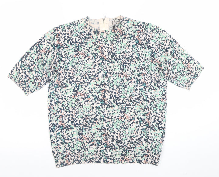 Oasis Women's Multicoloured Short Sleeve Blouse Size S Viscose Blend