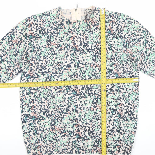 Oasis Women's Multicoloured Short Sleeve Blouse Size S Viscose Blend