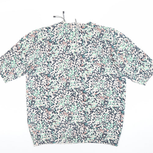 Oasis Women's Multicoloured Short Sleeve Blouse Size S Viscose Blend