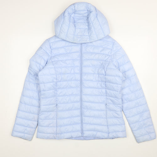 Dunnes Stores Women Blue Hooded Puffer Jacket Size 12