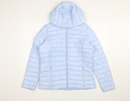 Dunnes Stores Women Blue Hooded Puffer Jacket Size 12