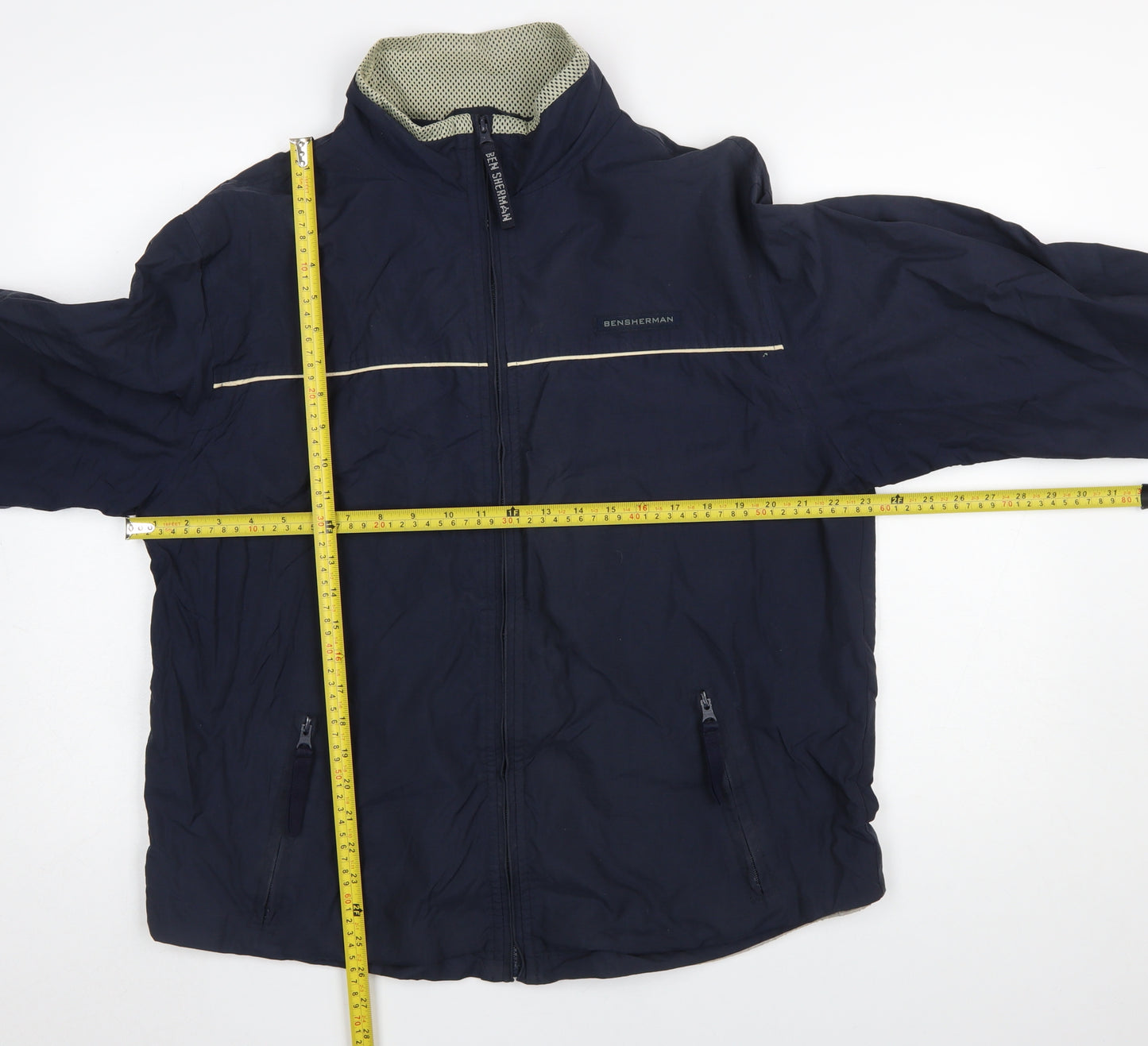 Ben Sherman Men's Blue Windbreaker Jacket M Full Zip Lightweight