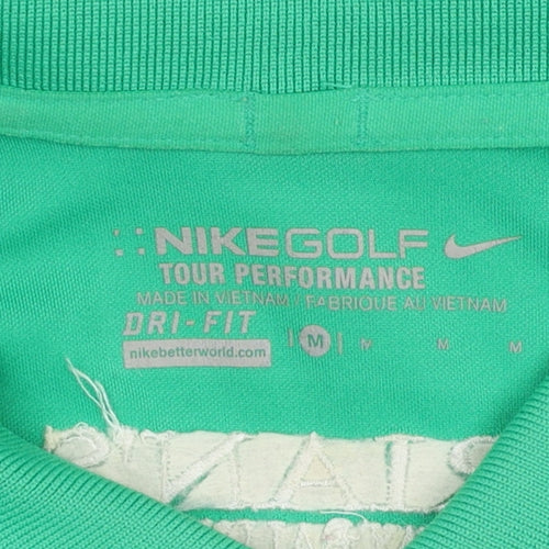 Nike Golf Dri-Fit Green Men's Polo Shirt Size M Moisture Wicking
