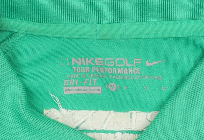 Nike Golf Dri-Fit Green Men's Polo Shirt Size M Moisture Wicking