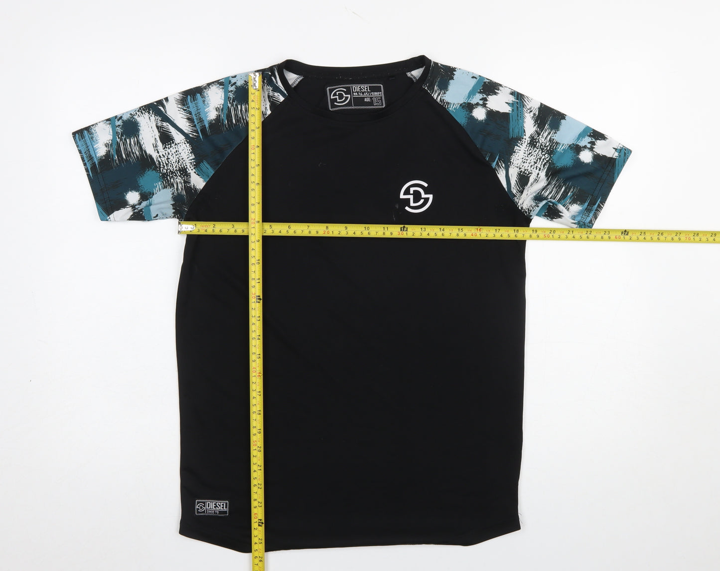 Diesel Boys Black Graphic Sleeve T-Shirt Age 15 Regular Fit