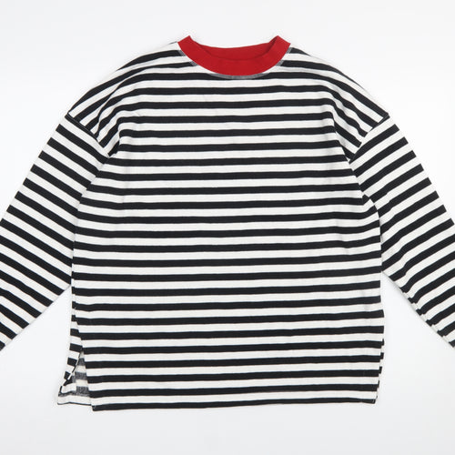 Primark Women’s Black & White Striped Pullover Sweatshirt 2XS Cotton Blend