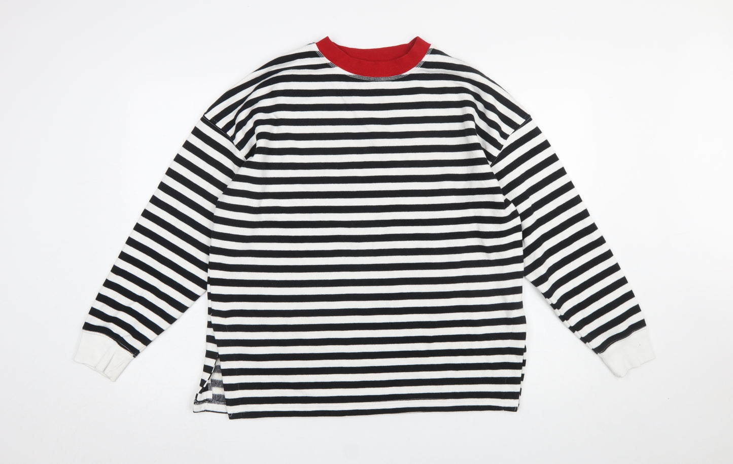 Primark Women’s Black & White Striped Pullover Sweatshirt 2XS Cotton Blend