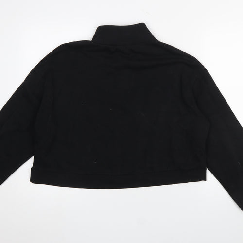H&M Divided NASA Black 1/4 Zip Sweatshirt Women L Cotton Blend