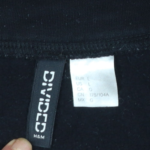 H&M Divided NASA Black 1/4 Zip Sweatshirt Women L Cotton Blend