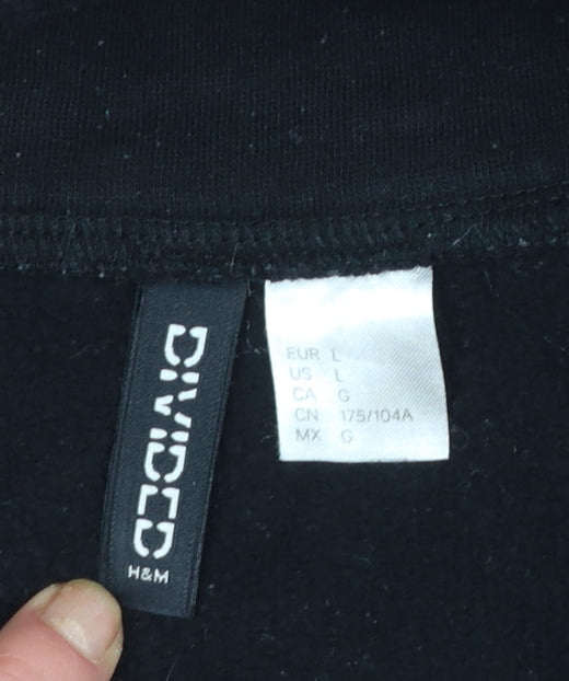 H&M Divided NASA Black 1/4 Zip Sweatshirt Women L Cotton Blend