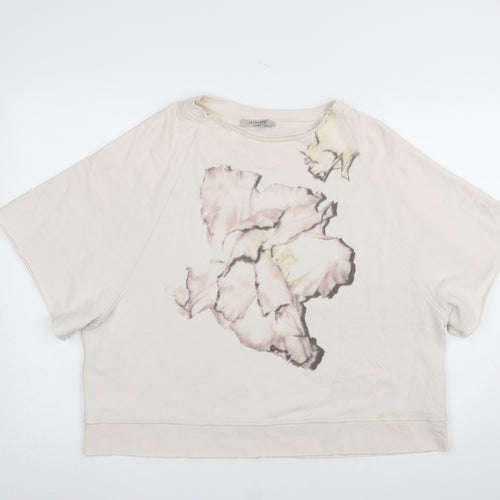 AllSaints Women's Beige Floral Pullover Sweatshirt Size S Cotton Blend