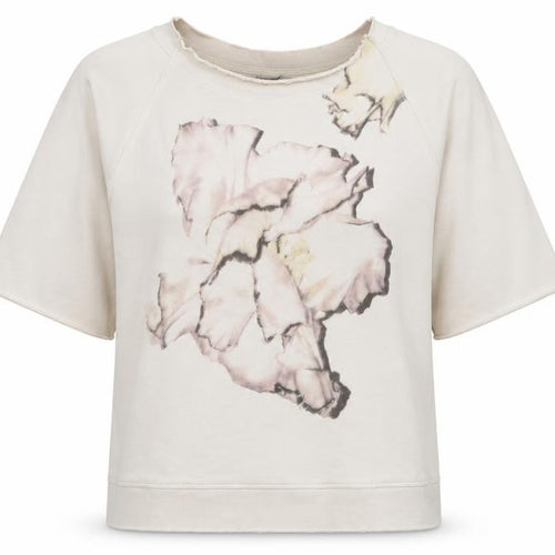 AllSaints Women's Beige Floral Pullover Sweatshirt Size S Cotton Blend