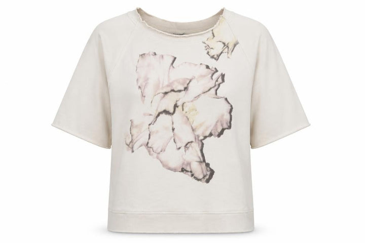 AllSaints Women's Beige Floral Pullover Sweatshirt Size S Cotton Blend