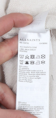 AllSaints Women's Beige Floral Pullover Sweatshirt Size S Cotton Blend