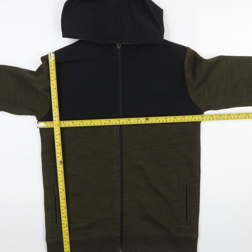 Marks and Spencer Boys Green Hooded Full Zip Colourblock Jacket 12-13 Years