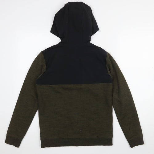 Marks and Spencer Boys Green Hooded Full Zip Colourblock Jacket 12-13 Years