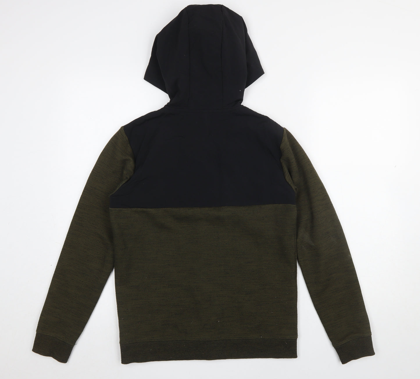 Marks and Spencer Boys Green Hooded Full Zip Colourblock Jacket 12-13 Years