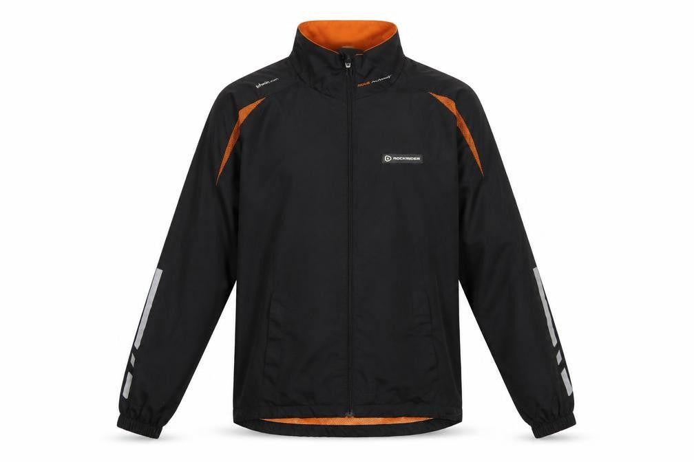 Front view of Rockrider Men's Black S Windbreaker Cycling Jacket Lightweight