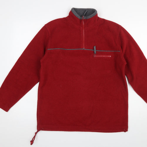 Anne Brooks Petite Red Fleece 1/4 Zip Pullover Sweatshirt UK 10