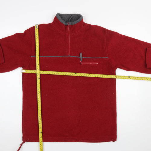 Anne Brooks Petite Red Fleece 1/4 Zip Pullover Sweatshirt UK 10