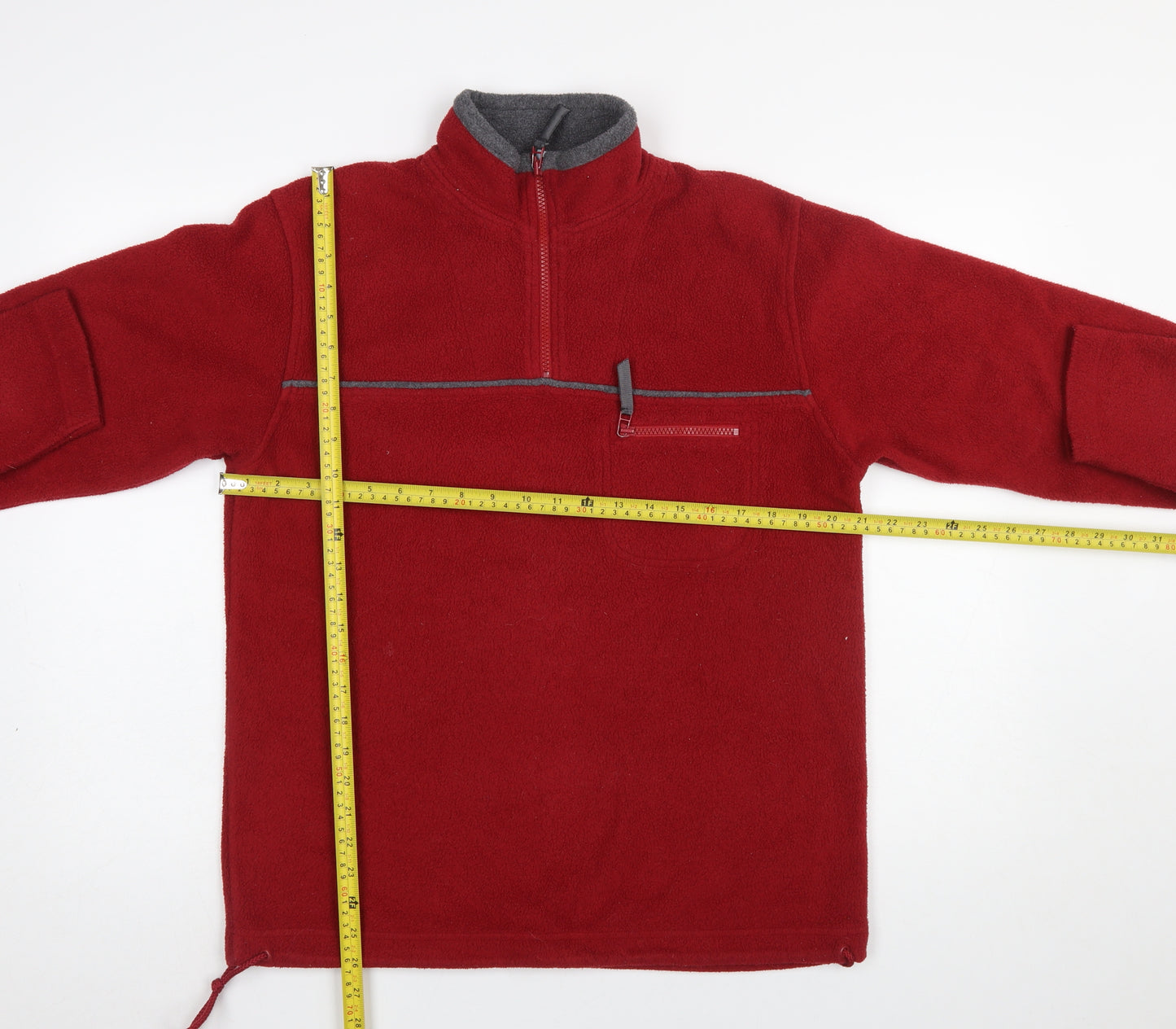 Anne Brooks Petite Red Fleece 1/4 Zip Pullover Sweatshirt UK 10