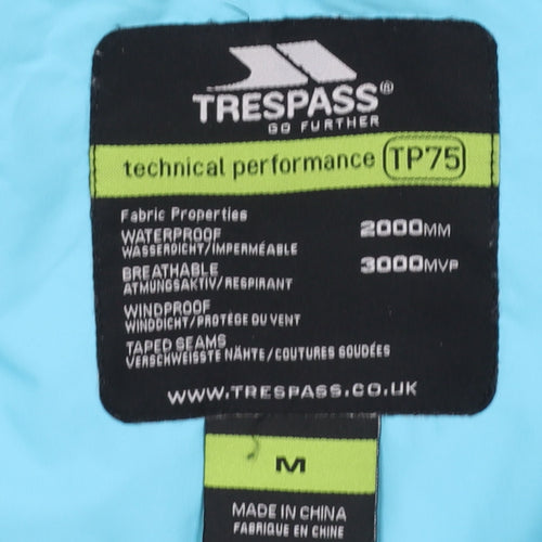 Trespass Women Blue Waterproof Breathable Mid-Length Puffer Jacket Size M
