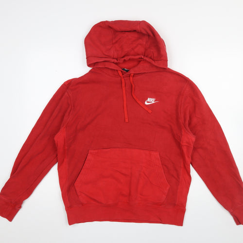 Nike Men's Red Pullover Hoodie Size S Logo Cotton Blend